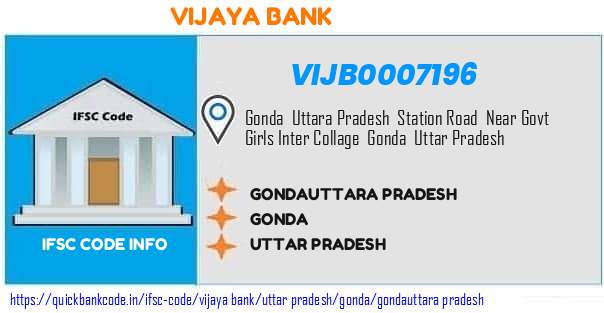 Vijaya Bank Gondauttara Pradesh VIJB0007196 IFSC Code