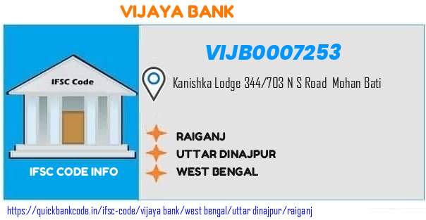 Vijaya Bank Raiganj VIJB0007253 IFSC Code