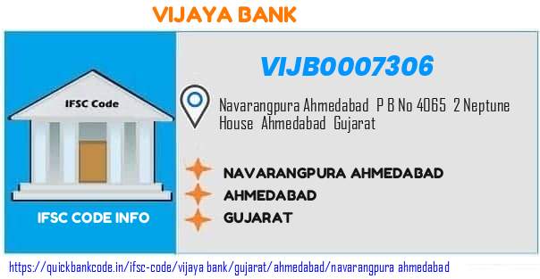 Vijaya Bank Navarangpura Ahmedabad VIJB0007306 IFSC Code
