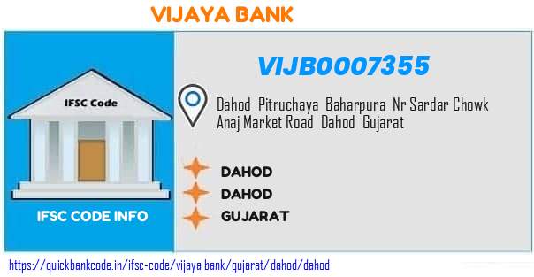 Vijaya Bank Dahod VIJB0007355 IFSC Code