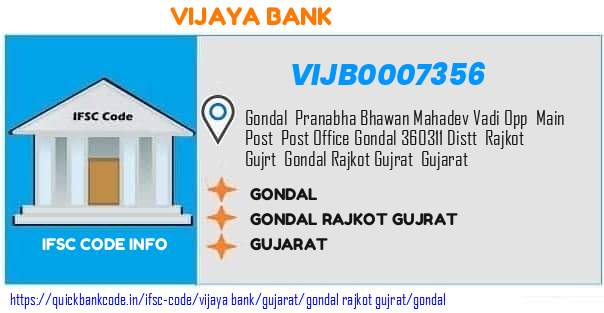 Vijaya Bank Gondal VIJB0007356 IFSC Code