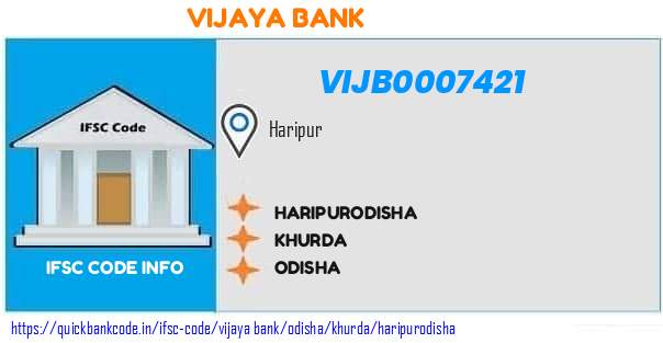 Vijaya Bank Haripurodisha VIJB0007421 IFSC Code
