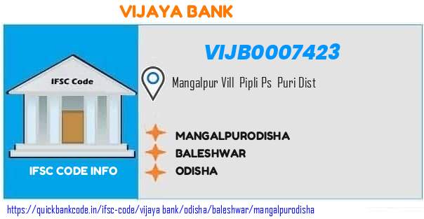Vijaya Bank Mangalpurodisha VIJB0007423 IFSC Code