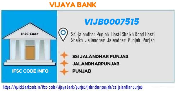 Vijaya Bank Ssi Jalandhar Punjab VIJB0007515 IFSC Code