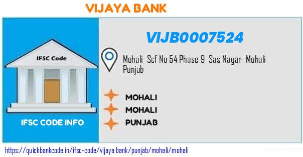 Vijaya Bank Mohali VIJB0007524 IFSC Code