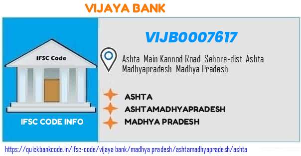 Vijaya Bank Ashta VIJB0007617 IFSC Code