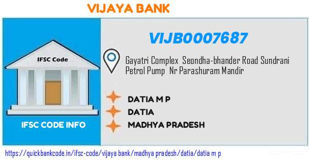 Vijaya Bank Datia M P  VIJB0007687 IFSC Code