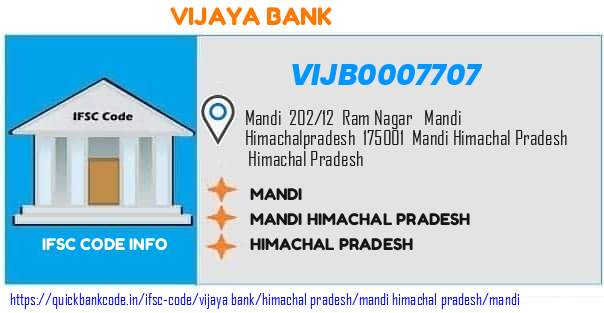 Vijaya Bank Mandi VIJB0007707 IFSC Code