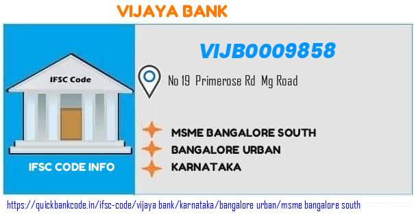 Vijaya Bank Msme Bangalore South VIJB0009858 IFSC Code