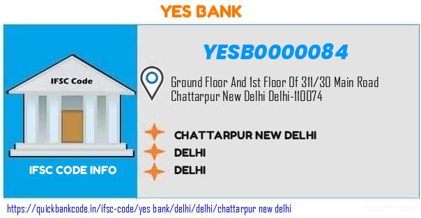 Yes Bank Chattarpur New Delhi YESB0000084 IFSC Code