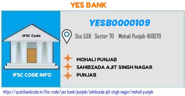 Yes Bank Mohali Punjab YESB0000109 IFSC Code