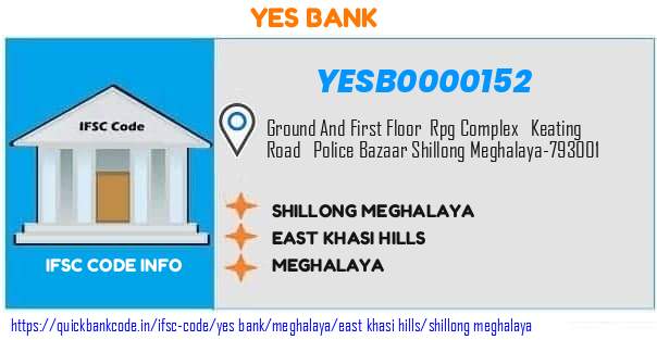 Yes Bank Shillong Meghalaya YESB0000152 IFSC Code