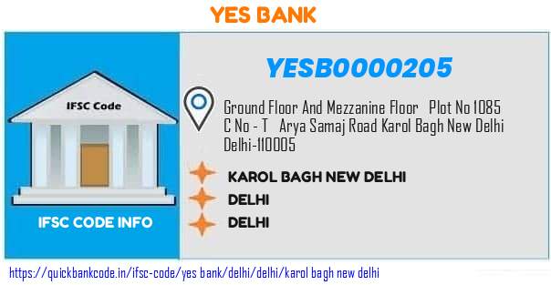 Yes Bank Karol Bagh New Delhi YESB0000205 IFSC Code