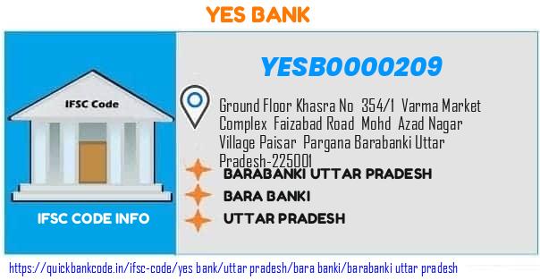 Yes Bank Barabanki Uttar Pradesh YESB0000209 IFSC Code