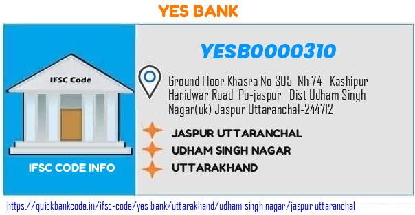 Yes Bank Jaspur Uttaranchal YESB0000310 IFSC Code