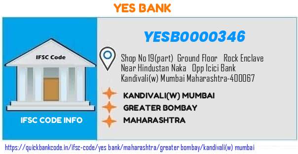 Yes Bank Kandivaliw Mumbai YESB0000346 IFSC Code