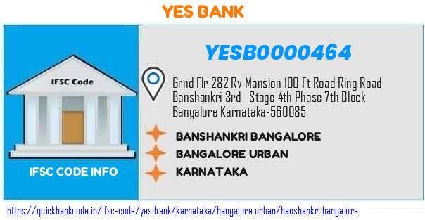 Yes Bank Banshankri Bangalore YESB0000464 IFSC Code