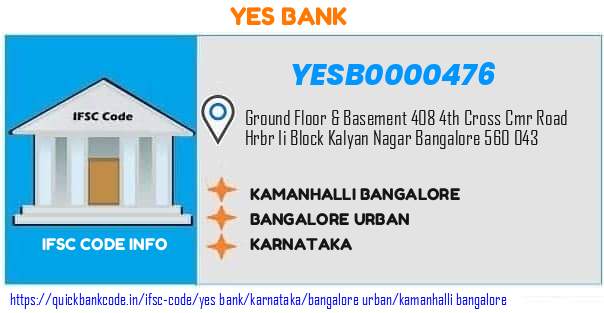 Yes Bank Kamanhalli Bangalore YESB0000476 IFSC Code