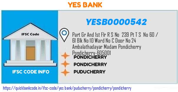 Yes Bank Pondicherry YESB0000542 IFSC Code