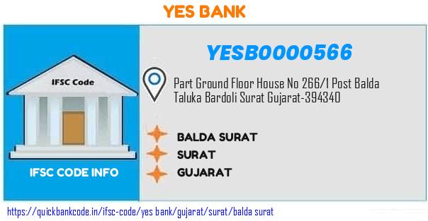 Yes Bank Balda Surat YESB0000566 IFSC Code