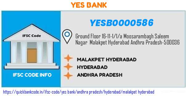 Yes Bank Malakpet Hyderabad YESB0000586 IFSC Code