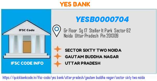 Yes Bank Sector Sixty Two Noida YESB0000704 IFSC Code
