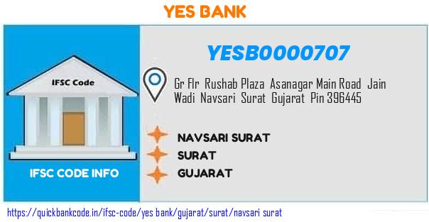 Yes Bank Navsari Surat YESB0000707 IFSC Code