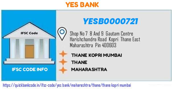 Yes Bank Thane Kopri Mumbai YESB0000721 IFSC Code