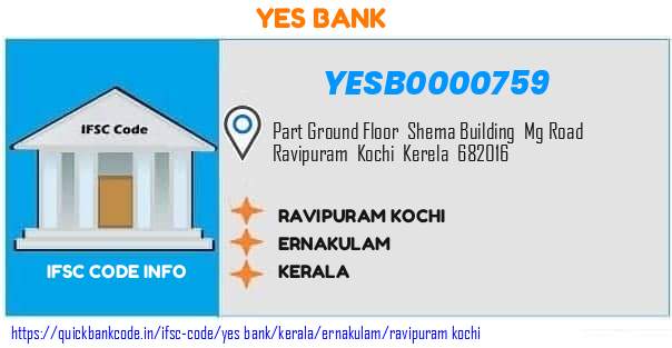 Yes Bank Ravipuram Kochi YESB0000759 IFSC Code
