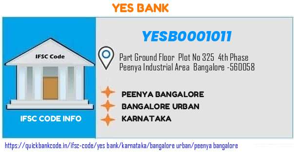 Yes Bank Peenya Bangalore YESB0001011 IFSC Code