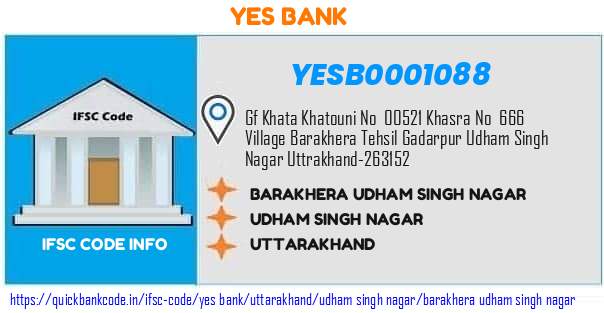 Yes Bank Barakhera Udham Singh Nagar YESB0001088 IFSC Code