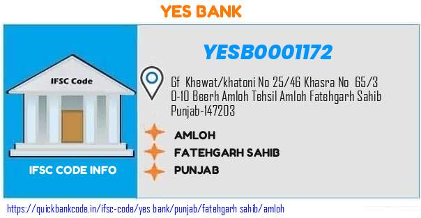 Yes Bank Amloh YESB0001172 IFSC Code