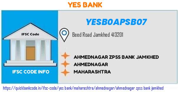 Yes Bank Ahmednagar Zpss Bank Jamkhed YESB0APSB07 IFSC Code