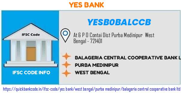 Yes Bank Balageria Central Cooperative Bank  YESB0BALCCB IFSC Code