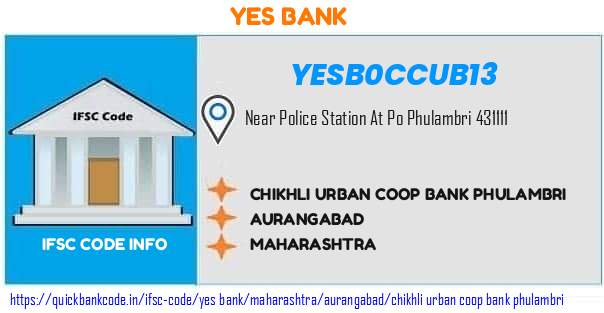 Yes Bank Chikhli Urban Coop Bank Phulambri YESB0CCUB13 IFSC Code