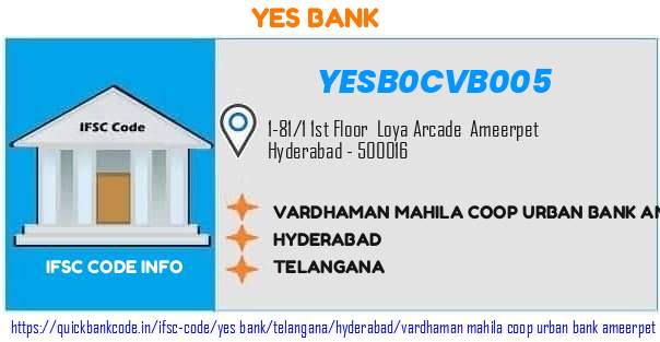 Yes Bank Vardhaman Mahila Coop Urban Bank Ameerpet YESB0CVB005 IFSC Code