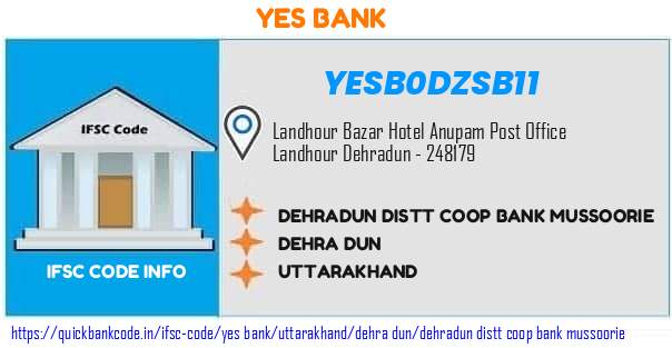 Yes Bank Dehradun Distt Coop Bank Mussoorie YESB0DZSB11 IFSC Code