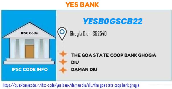 Yes Bank The Goa State Coop Bank Ghogia YESB0GSCB22 IFSC Code