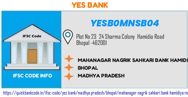 Yes Bank Mahanagar Nagrik Sahkari Bank Hamidiya Road YESB0MNSB04 IFSC Code