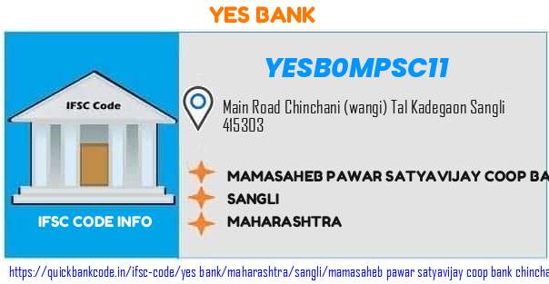 Yes Bank Mamasaheb Pawar Satyavijay Coop Bank Chinchani YESB0MPSC11 IFSC Code
