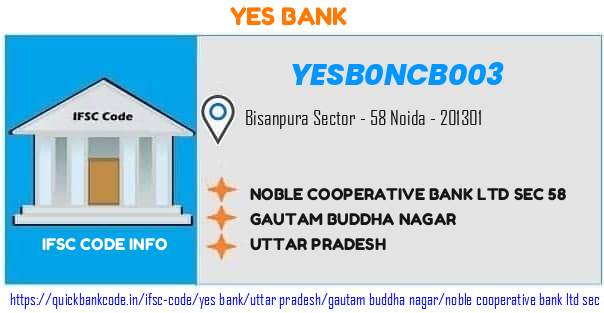 Yes Bank Noble Cooperative Bank  Sec 58 YESB0NCB003 IFSC Code