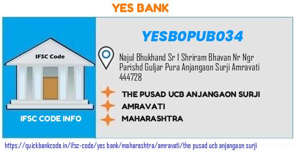 YESB0PUB034 Yes Bank. THE PUSAD UCB ANJANGAON SURJI