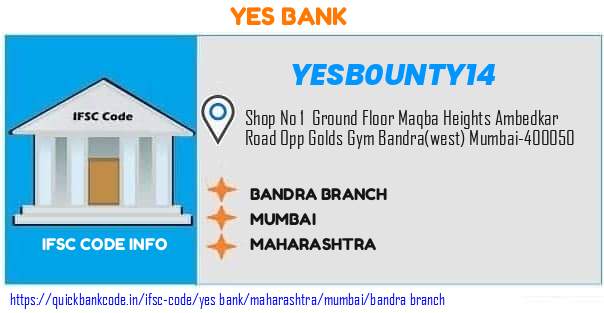 Yes Bank Bandra Branch YESB0UNTY14 IFSC Code