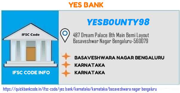 Yes Bank Basaveshwara Nagar Bengaluru YESB0UNTY98 IFSC Code