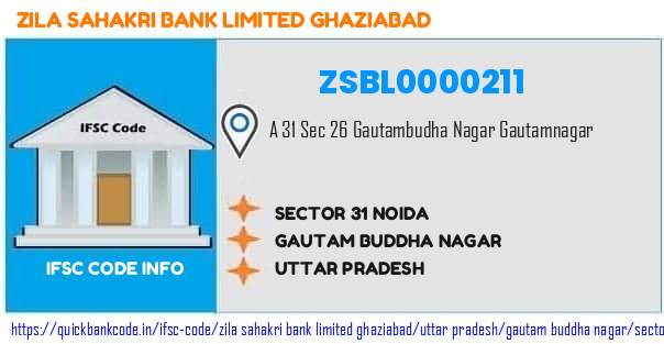 Zila Sahakri Bank   Ghaziabad Sector 31 Noida ZSBL0000211 IFSC Code